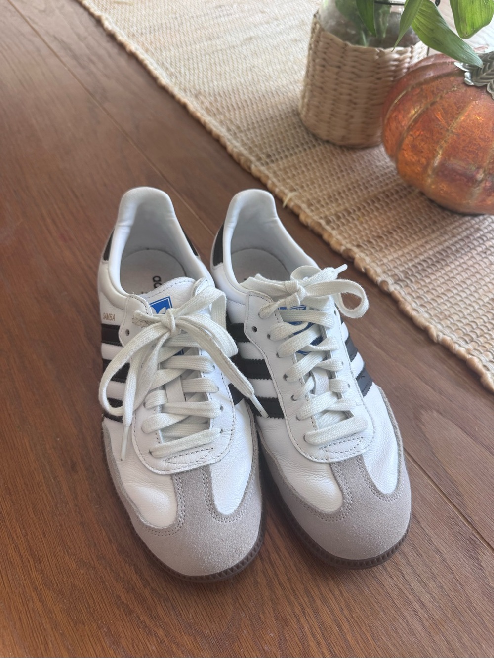 adidas Samba White Black Gray Leather Women's Sneakers